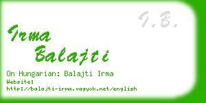 irma balajti business card